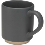 Caneca empilhável em cerâmica com base moderna não vidrada 180 ml cor cinzento