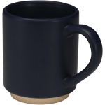 Caneca empilhável em cerâmica com base moderna não vidrada 180 ml cor azul-marinho