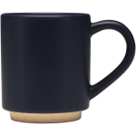 Caneca empilhável em cerâmica com base moderna não vidrada 180 ml cor azul-marinho segunda vista com lateral