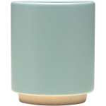 Caneca empilhável em cerâmica com base moderna não vidrada 180 ml cor azul pastel segunda vista frontal