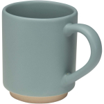 Caneca empilhável em cerâmica com base moderna não vidrada 180 ml cor azul pastel