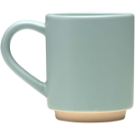 Caneca empilhável em cerâmica com base moderna não vidrada 180 ml cor azul pastel vista lateral