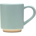Caneca empilhável em cerâmica com base moderna não vidrada 180 ml cor azul pastel segunda vista com lateral