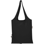 Saco tote dobrável com cordão em algodão reciclado 140 g/m2 cor preto segunda vista frontal