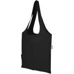 Saco tote dobrável com cordão em algodão reciclado 140 g/m2 cor preto segunda vista