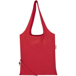 Saco tote dobrável com cordão em algodão reciclado 140 g/m2 cor vermelho segunda vista frontal