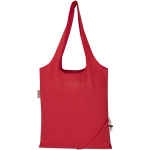Saco tote dobrável com cordão em algodão reciclado 140 g/m2 cor vermelho segunda vista traseira