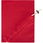 Saco tote dobrável com cordão em algodão reciclado 140 g/m2 cor vermelho vista detalhe 1
