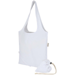 Saco tote dobrável com cordão em algodão reciclado 140 g/m2 cor branco