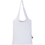 Saco tote dobrável com cordão em algodão reciclado 140 g/m2 cor branco segunda vista traseira