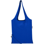 Saco tote dobrável com cordão em algodão reciclado 140 g/m2 cor azul real segunda vista frontal