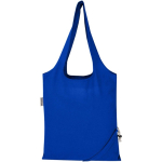 Saco tote dobrável com cordão em algodão reciclado 140 g/m2 cor azul real segunda vista traseira