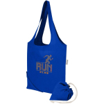 Saco tote dobrável com cordão em algodão reciclado 140 g/m2 cor azul real