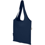 Saco tote dobrável com cordão em algodão reciclado 140 g/m2 cor azul-marinho segunda vista
