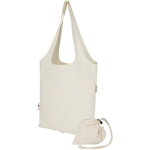 Saco tote dobrável com cordão em algodão reciclado 140 g/m2 cor natural