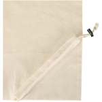 Saco tote dobrável com cordão em algodão reciclado 140 g/m2 cor natural vista detalhe 1