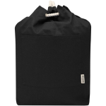 Saco de lona de algodão reciclado com pegas em corda 270 g/m² cor preto segunda vista frontal