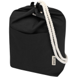 Saco de lona de algodão reciclado com pegas em corda 270 g/m² cor preto