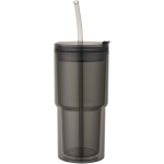 Copo de parede dupla com tampa giratória e palhinha integrada 480ml cor preto segunda vista frontal