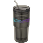Copo de parede dupla com tampa giratória e palhinha integrada 480ml cor preto