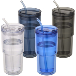 Copo de parede dupla com tampa giratória e palhinha integrada 480ml cor preto segunda vista várias cores