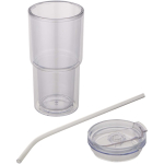 Copo de parede dupla com tampa giratória e palhinha integrada 480ml cor transparente segunda vista