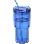 Copo de parede dupla com tampa giratória e palhinha integrada 480ml cor azul real
