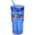 Copo de parede dupla com tampa giratória e palhinha integrada 480ml cor azul real