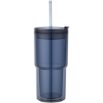 Copo de parede dupla com tampa giratória e palhinha integrada 480ml cor azul-marinho segunda vista frontal