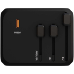 Adaptador de viagem personalizável com carregamento rápido 33W GaN cor preto vista lateral