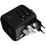 Adaptador de viagem personalizável com carregamento rápido 33W GaN cor preto segunda vista com lateral