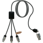 Cabo de carregamento 3 em 1 com logótipos luminosos SCX.design cor preto segunda vista frontal