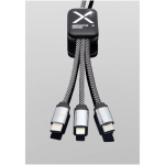 Cabo de carregamento 3 em 1 com logótipos luminosos SCX.design cor preto vista detalhe 1
