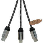 Cabo de carregamento 3 em 1 com logótipos luminosos SCX.design cor preto