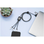 Cabo de carregamento 3 em 1 com logótipos luminosos SCX.design cor preto imagem de estilo de vida 2