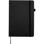 Caderno A5 capa dura pele sintética com folhas pautadas JournalBooks cor preto segunda vista frontal