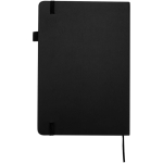 Caderno A5 capa dura pele sintética com folhas pautadas JournalBooks cor preto segunda vista traseira