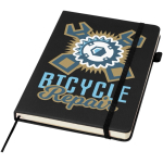 Caderno A5 capa dura pele sintética com folhas pautadas JournalBooks cor preto