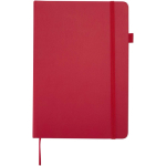 Caderno A5 capa dura pele sintética com folhas pautadas JournalBooks cor vermelho segunda vista frontal