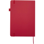 Caderno A5 capa dura pele sintética com folhas pautadas JournalBooks cor vermelho segunda vista traseira