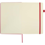 Caderno A5 capa dura pele sintética com folhas pautadas JournalBooks cor vermelho terceira vista frontal