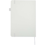 Caderno A5 capa dura pele sintética com folhas pautadas JournalBooks cor branco segunda vista traseira