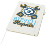 Caderno A5 capa dura pele sintética com folhas pautadas JournalBooks cor branco