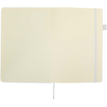 Caderno A5 capa dura pele sintética com folhas pautadas JournalBooks cor branco terceira vista frontal