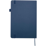 Caderno A5 capa dura pele sintética com folhas pautadas JournalBooks cor azul-marinho segunda vista traseira
