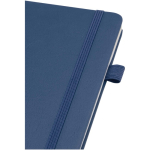 Caderno A5 capa dura pele sintética com folhas pautadas JournalBooks cor azul-marinho vista detalhe 1