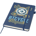 Caderno A5 capa dura pele sintética com folhas pautadas JournalBooks cor azul-marinho