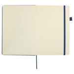 Caderno A5 capa dura pele sintética com folhas pautadas JournalBooks cor azul-marinho terceira vista frontal