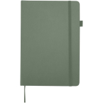 Caderno A5 capa dura pele sintética com folhas pautadas JournalBooks cor verde mesclado segunda vista frontal