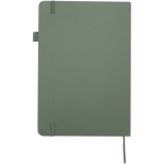 Caderno A5 capa dura pele sintética com folhas pautadas JournalBooks cor verde mesclado segunda vista traseira